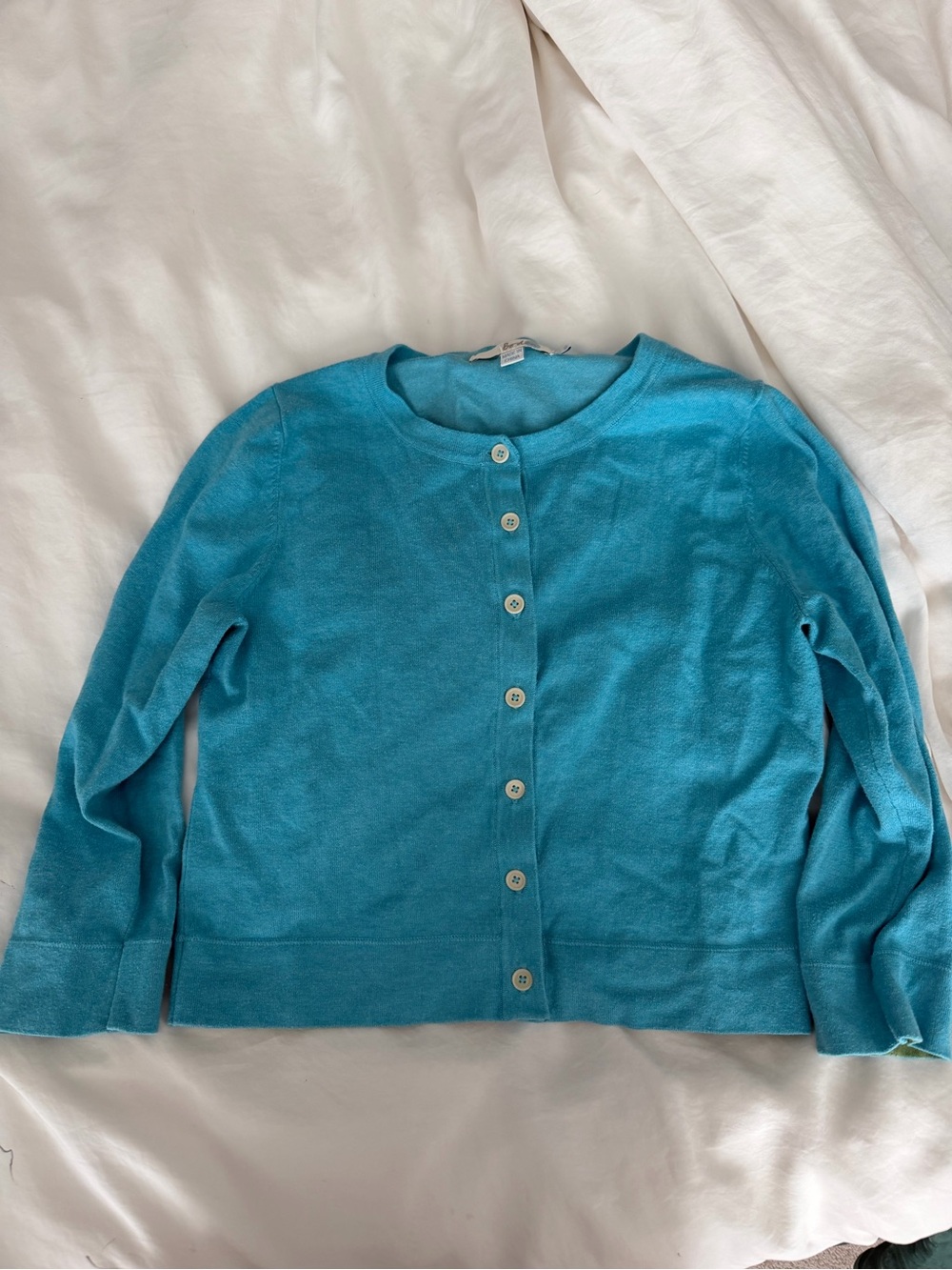 EUC Boden Turquoise Crewneck Button Cardigan - 8